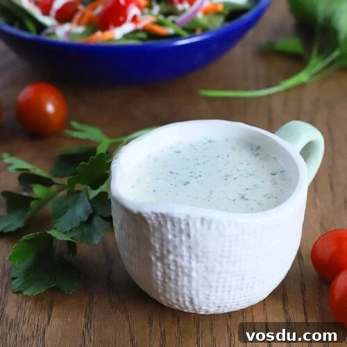 buttermilk ranch dressing in a white gravy boat