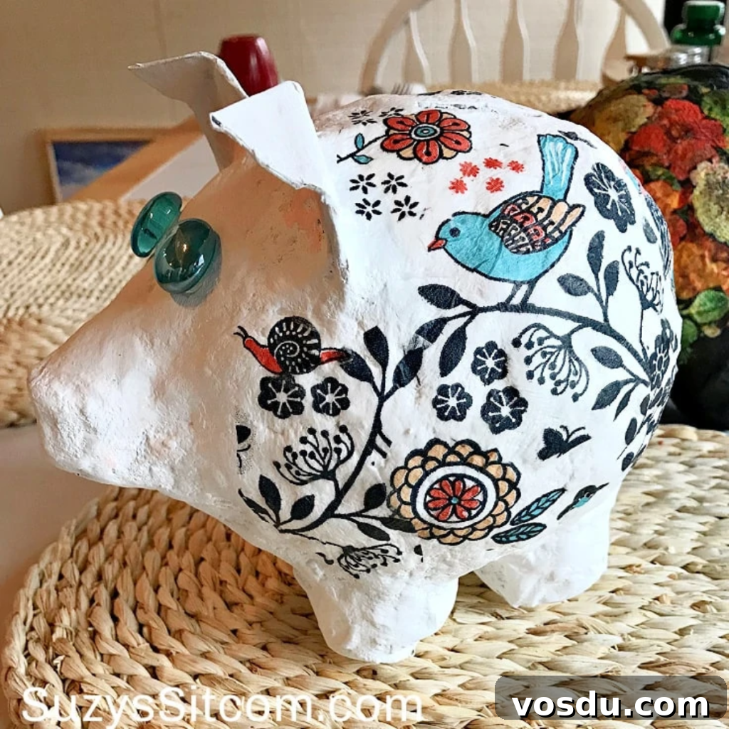 10 Creative DIY Piggy Banks You Can Make at Home 9 White Piggy Bank decorated with decoupage