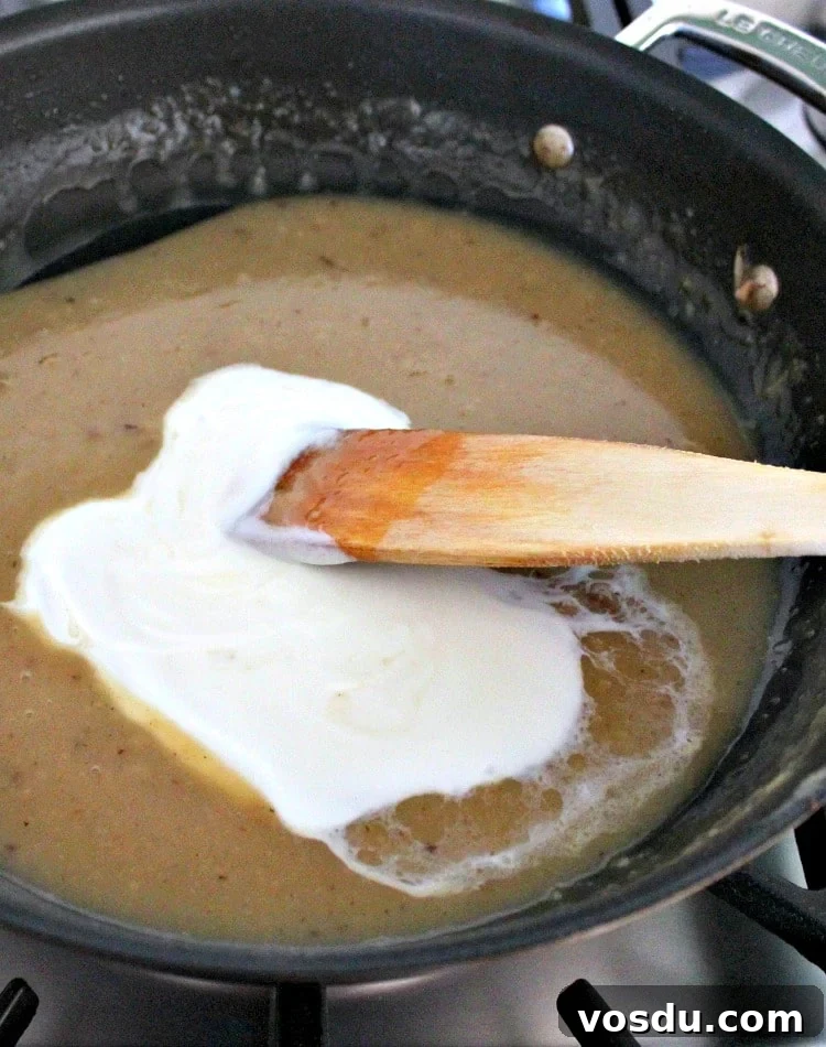 Creamy Chicken Stroganoff, making sauce Creamy Chicken Stroganoff, making sauce