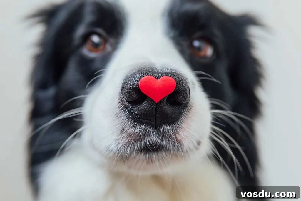 13 Reasons Dogs Are More Loyal Than Most People 13 St. Valentine's Day concept. Funny portrait cute puppy dog border collie holding red heart on nose isolated on white background, clise up. Lovely dog in love on valentines day gives gift