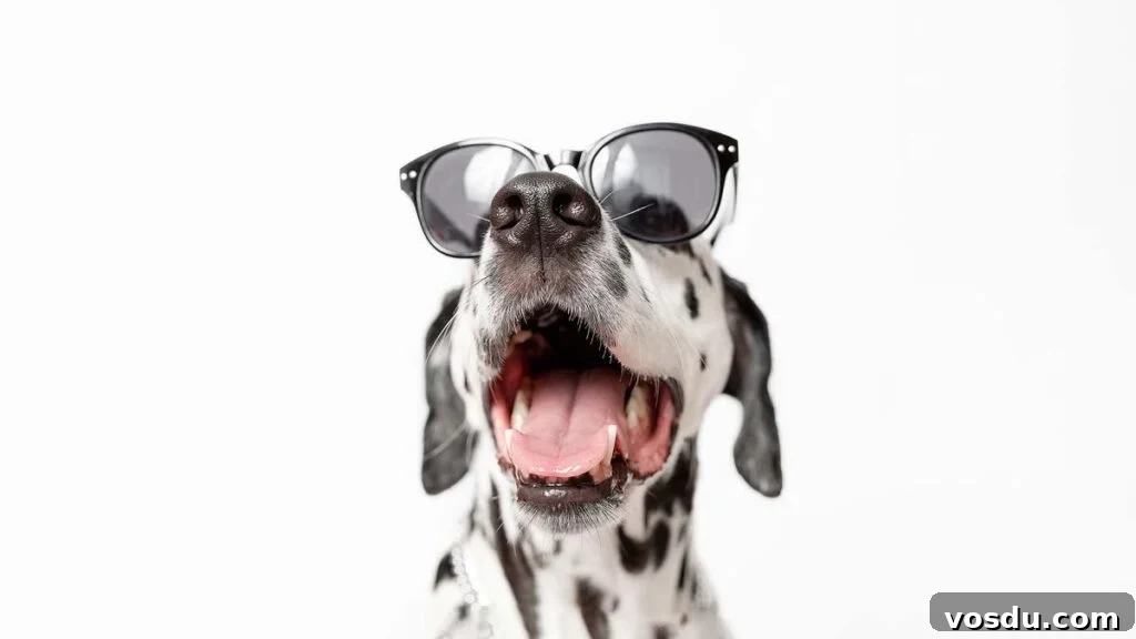 13 Reasons Dogs Are More Loyal Than Most People 17 Dalmatian dog portrait with tongue out isolated on white background. Cool dog in black glasses. Copy space