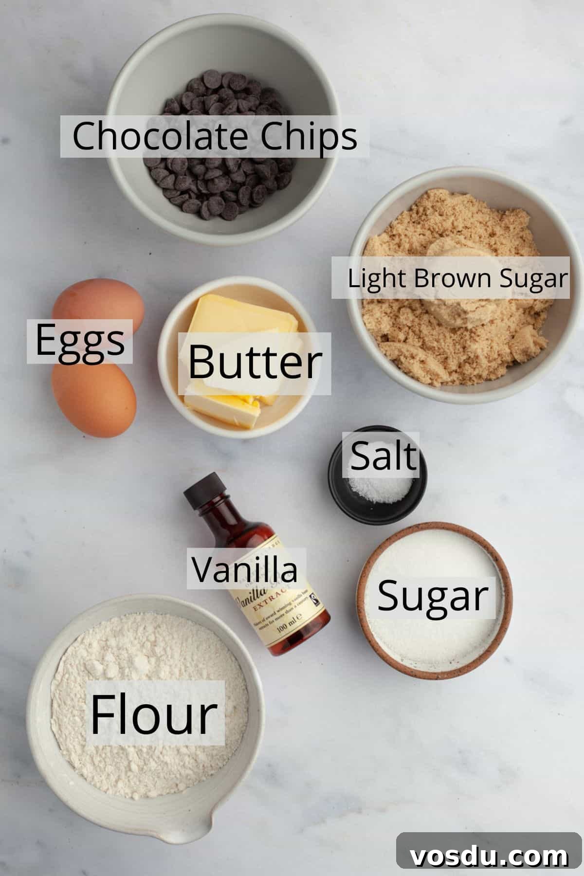 Brown Butter Blondies Made in One Bowl 3 All the ingredients needed to make browned butter blondies weighed out into small bowls.