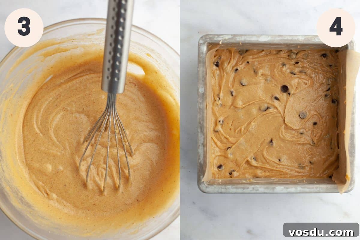 Brown Butter Blondies Made in One Bowl 5 Steps 3 and 4 in the brown butter blondie baking process.