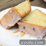 slices of lavender pound cake