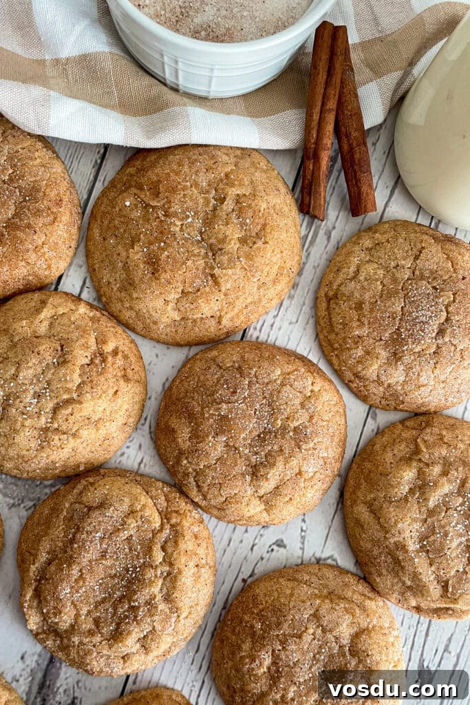 pumpkin snickerdoodle cookies with cinnamon sticks and cinnamon sugar in the top of the picture.