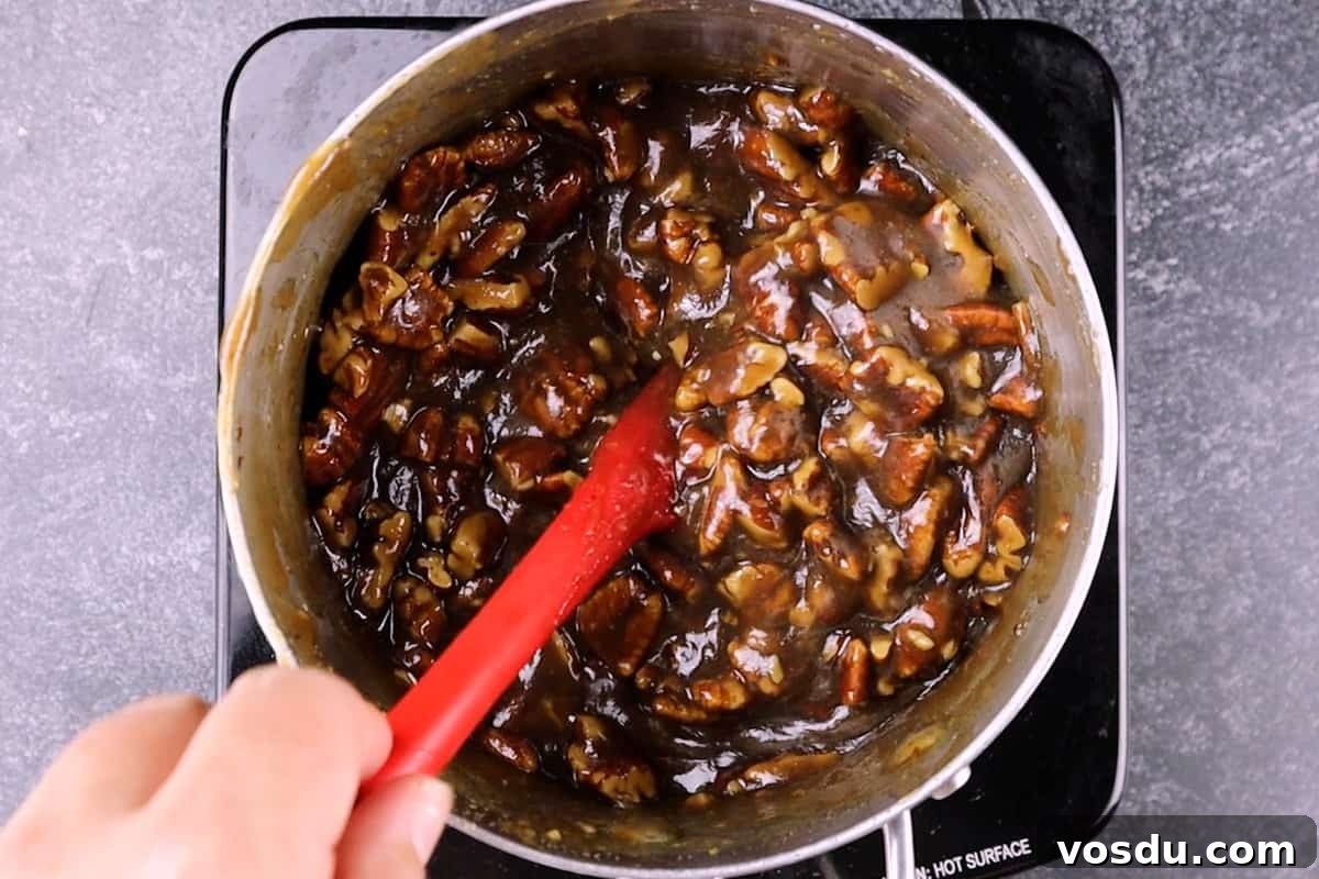 Pecan Pie Filling in sauce pan