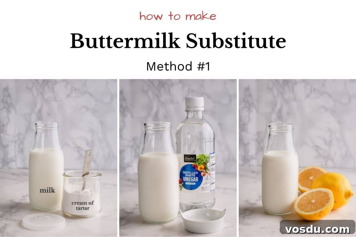 Milk, lemon and cream of tartar for buttermilk substitute