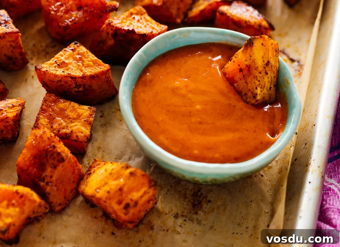 roasted sweet potatoes with dipping sauce