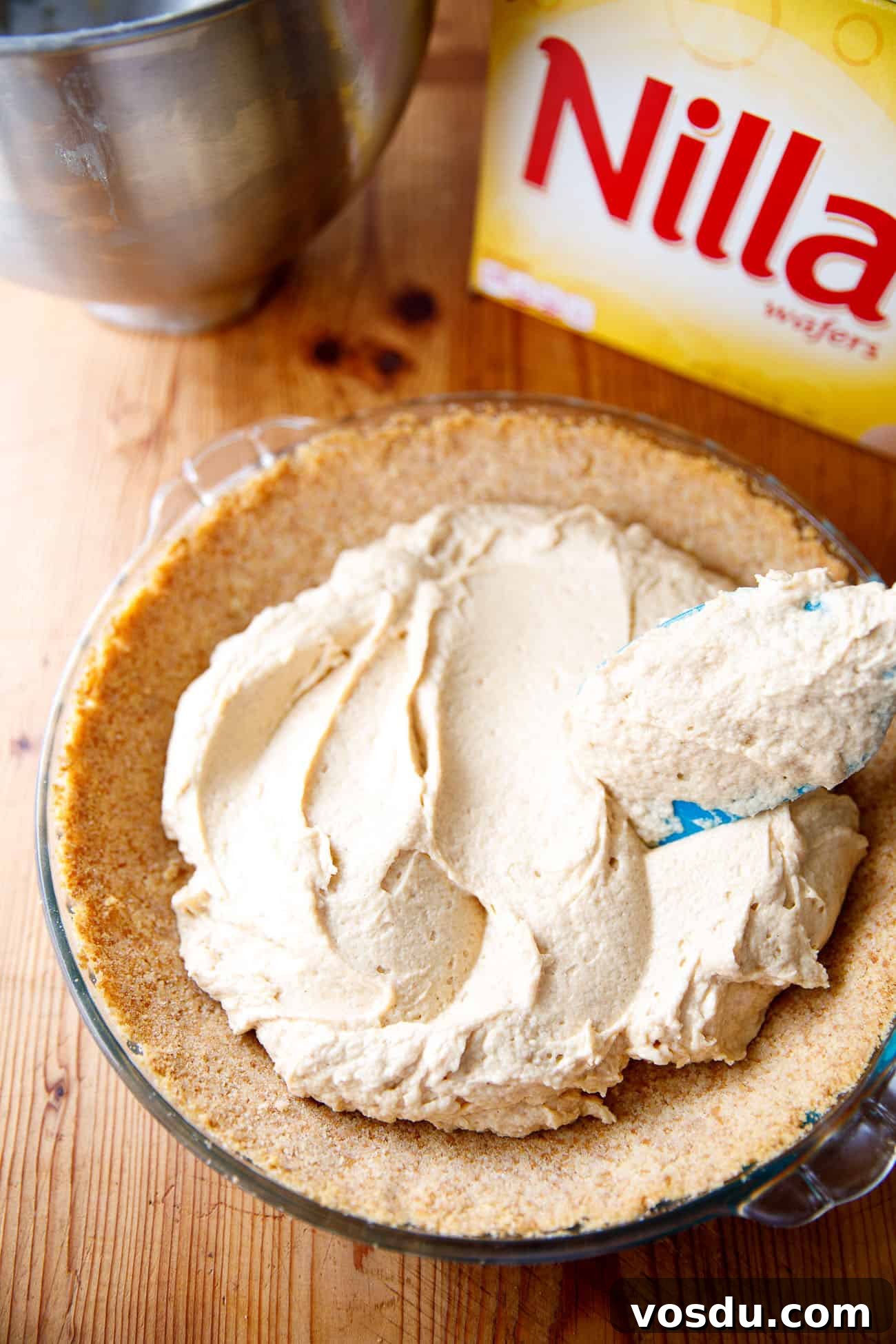 close up peanut butter pie