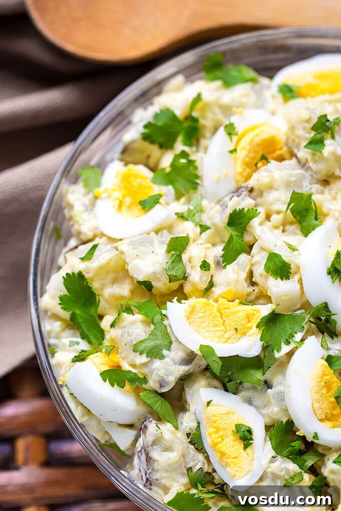 Potato Salad in a glass bowl