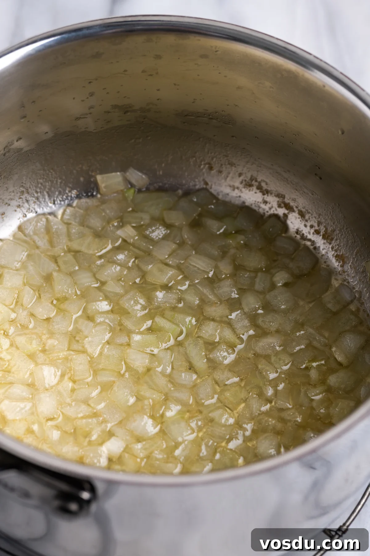 Sauteed onions in pot