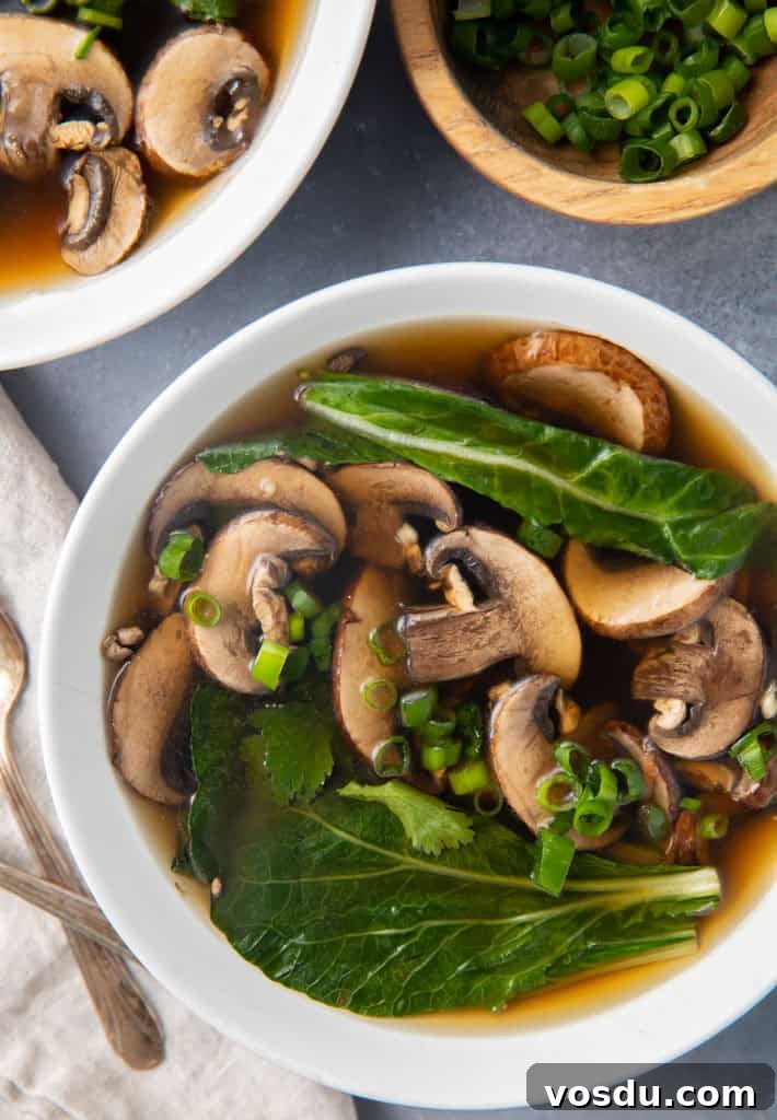 Overhead photo of a bowl of Chinese vegetable soup