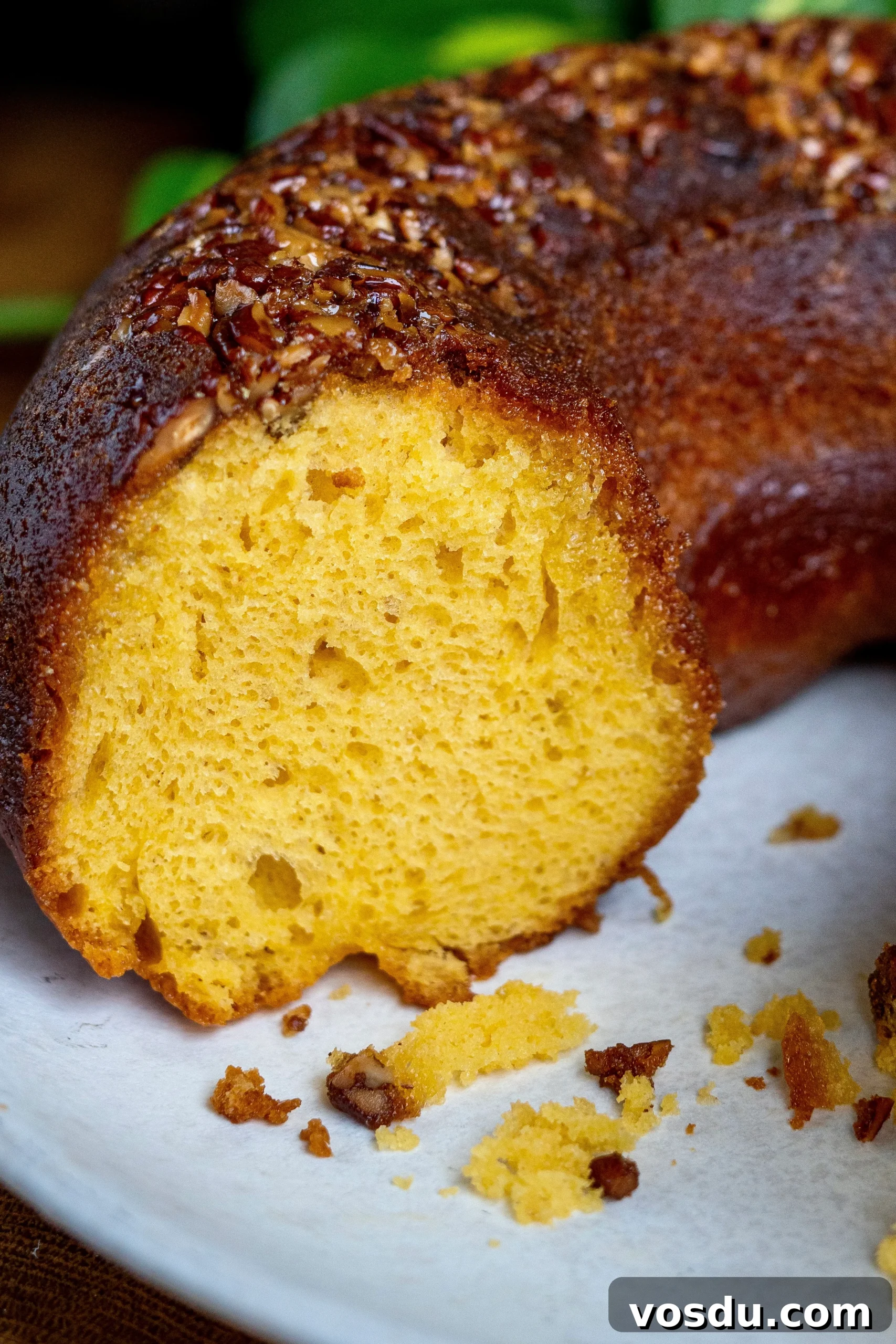 Bundt cake with pecan crust