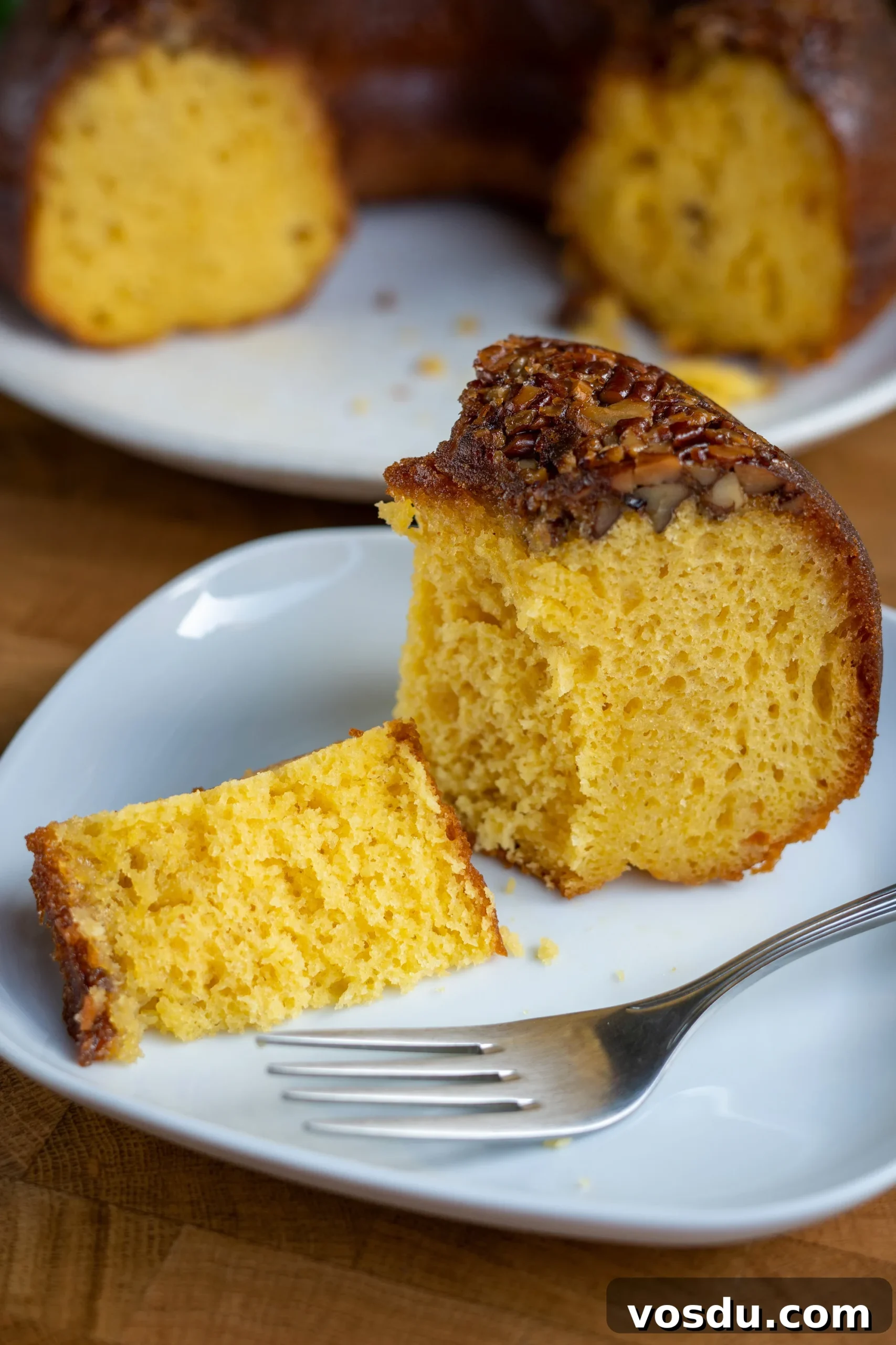 Slice of rum cake